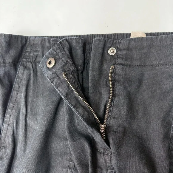 Chicos Pants Womens 1.5 10 Black Linen Cotton Stretch Cargo Crop Elastic Waist - Picture 6 of 15